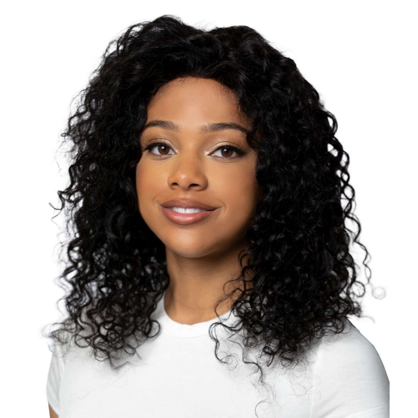 Bare Beauty - Human Hair Wig With 4 Inch X 4 Inch Fee Part Hand-Tied Free Lace Closure, Wet & Wavy Deep Wave #Natural Black Color